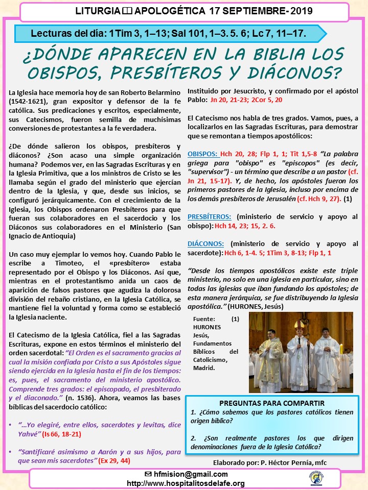 ¿Dónde Aparecen En La Biblia Los Obispos, Presbíteros Y Diáconos ...