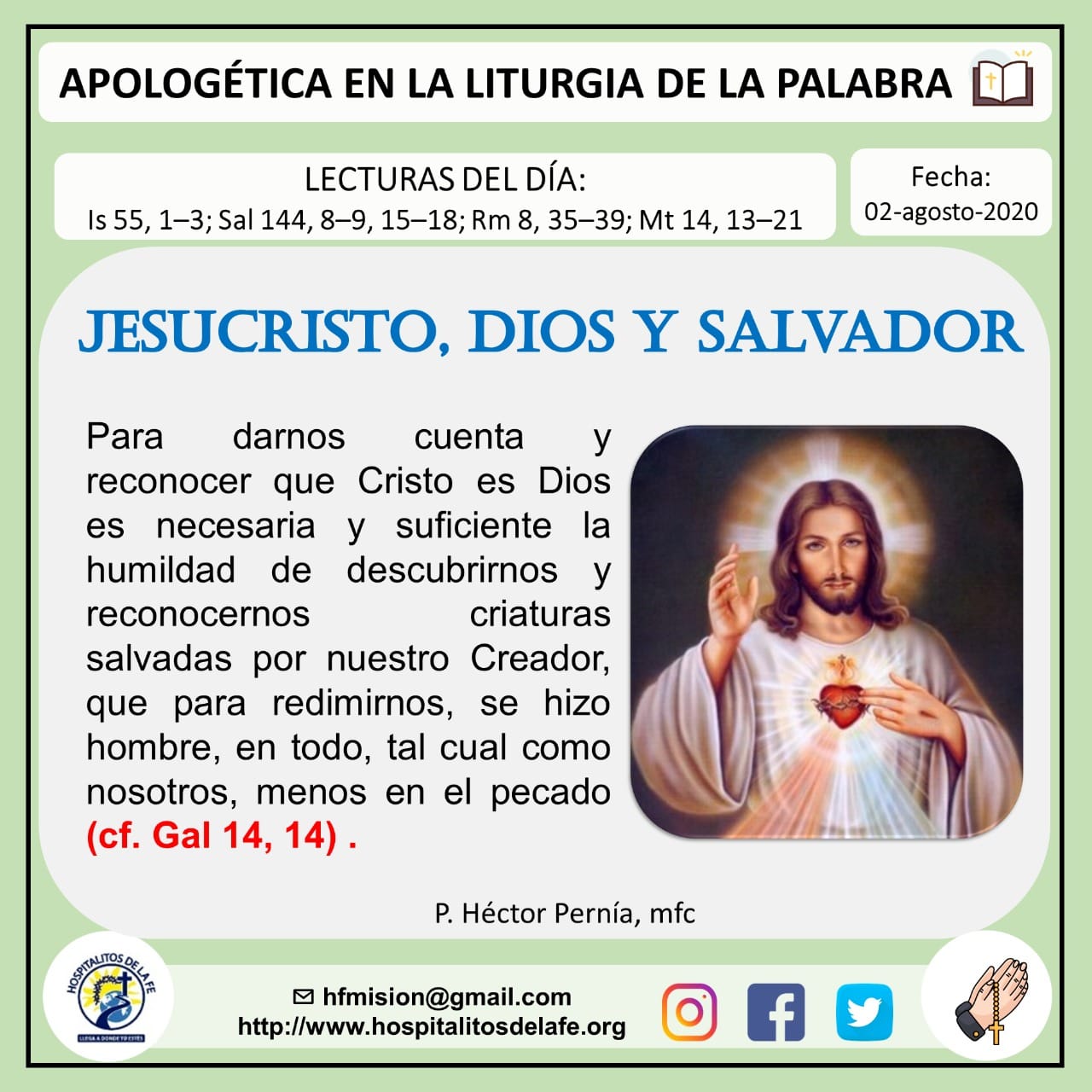 Jesucristo, Dios y Salvador. – Hospitalitos de la Fe